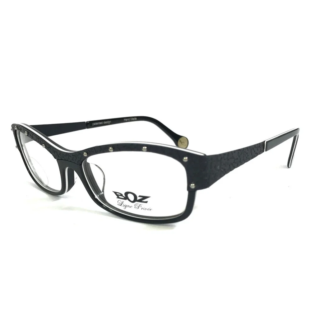 BOZ Eyeglasses Frames VARA 0010 Black White Silver Studded 53.5-16.5-135